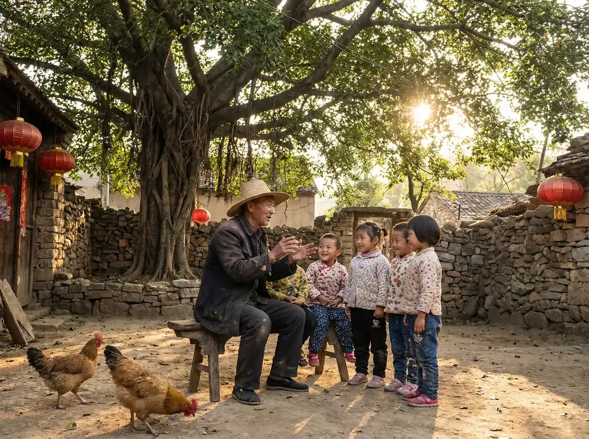 老人在大榕树下给孩子们讲故事 - 非凡家庭第二季 乡村记忆